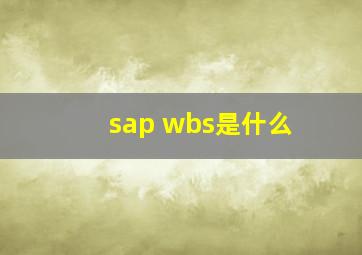 sap wbs是什么